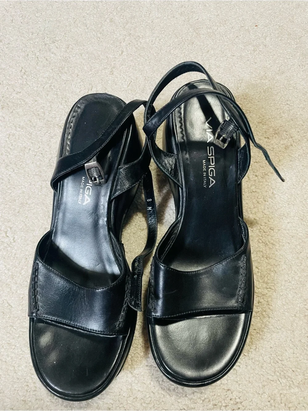 Via Spiga Leather Platform Sandals with Ankle Strap